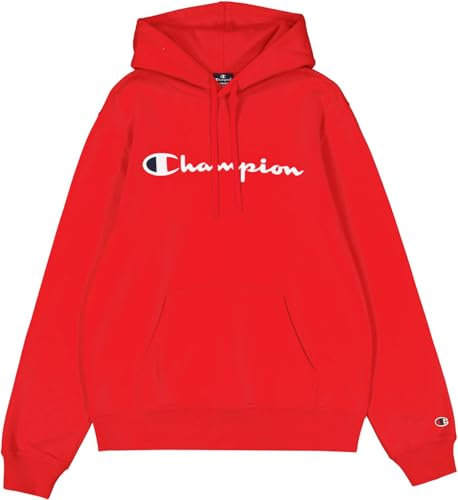 Champion Felpa con cappuccio da uomo in pile con grande logo, rosso, S