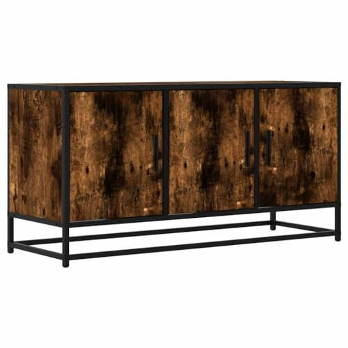 vidaXL tv cabinet stand - grey sonoma engineered wood media unit for living room/bedroom with metal frame - 100 x 35 x 50 cm