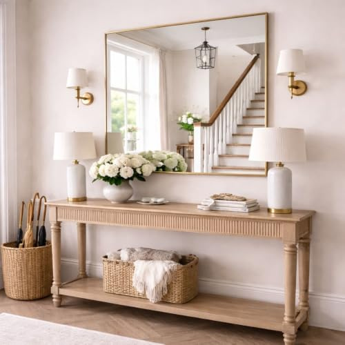 Jobu Wall Mounted Rectangle Mirror 120cm x 95cm, Gold Metal Frame