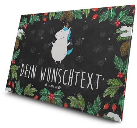 Mr. & Mrs. Panda Personalisierter Tee Adventskalender Einhorn Fitness - Personalisierte Geschenke, Einhorn Deko, Pumpen, Unicorn, Einhörner, Gym,