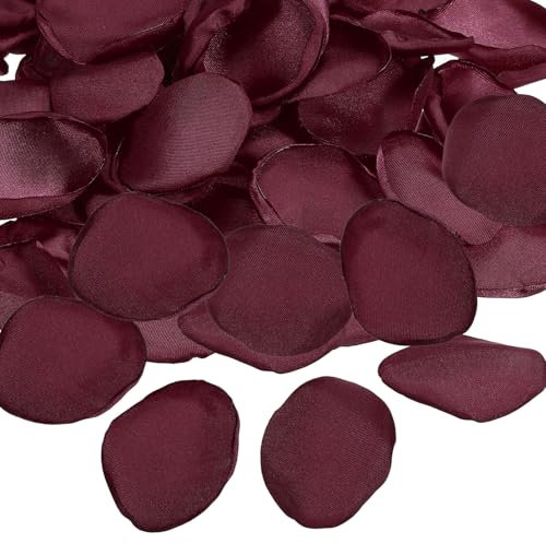 PATIKIL Petali di Rosa di Seta, 200 Pz Petali di Fiori Artificiali Petali di Rosa Finti per Matrimonio Spargimento Corridoio Sposa Decorazione Tavolo Notte Romantica, Rosso Vino Scuro