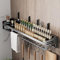 Tielag Gewürzregal Wand, Küchenregal Hängend Ohne Bohren, Wandregal Küche, 80×13.4×12CM Gewürz Organizer Metall, Gewürzhalter mit Haken und 2 Utensilienhalter, Handtuchhalter, Messerhalter, Grau