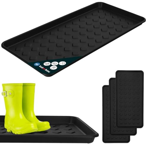 KOTARBAU® 3 uds. Bandeja Zapatos - Plástico - 72 x 35 cm - Negro - Bandeja Botas - Fácil De Limpiar - Resistente y Duradera