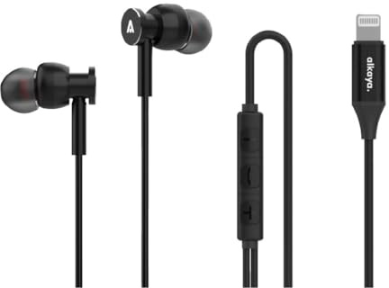 Alkaya. kabelgebundene Bluetooth Kopfhörer in Ear kompatibel mit Lightning Anschluss, für Yoga Fitness Musik Sport Schwarz