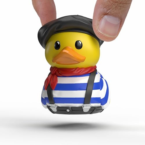 TUBBZ: France - French Mime Mini Rubber Duck Cruise Ducking Figure 5 cm | Mini Vinyl Figure with Bathtub Display – French Travel Souvenir, Mime Character, Holiday Keepsake & Novelty Duck Gift