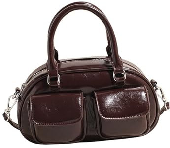MALSSE Elegante Schultertasche aus Leder für Damen, trendige Umhängetasche mit verstellbarem Riemen, Tragegriff oben, Geldbörse, Handtasche, Umhängetasche, CC