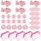 Lot de 30 accessoires de fête pour soirée pyjama, ensemble rose en vrac avec nœud, bandeau facial, masque de sommeil en peluche, sacs cosmétiques, chouchous pour femmes et filles, maquillage