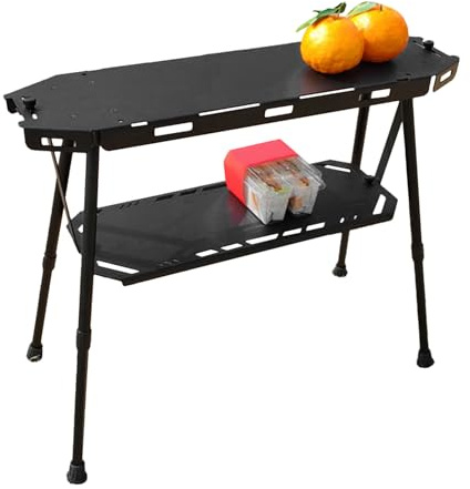 Kustimantu Table pliante pour camping, table pliante en plein air, pique-nique, camping, bureau de rangement en alliage d'aluminium, facile à monter, station de cuisson fine, table de cuisine pour une