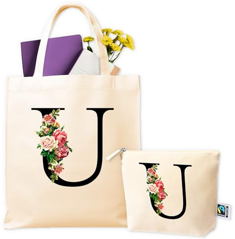 Personalisierte Stofftaschen - Personalisierte Tote Bag + Kulturbeutel - Personalisierte Geschenke - Originelles Geschenk für Damen - wiederverwendbare Einkaufstasche