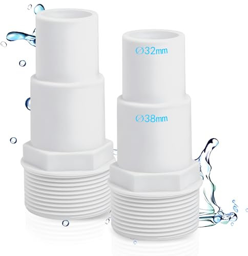 UTEFIF Lot de 2 raccords de tuyau pour piscine - Diamètre : 32/38 mm vers 1,5 - Adaptateur de piscine - Blanc