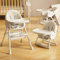 Chaise Haute Bébé Evolutive, Chaise haute pour bébé enfant 4en 1 réglable avec harnais 5 points, de la naissance à 6 ans,4 positions-Blanc cassé