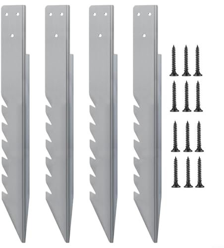 Alanmoship 4Pcs Outdoor Swing Garden Anchors,Swing Fixings Heavy Duty Tent Stakes With 12 Screws Wooden Stake Anchors For Wooden Playhouses,Climbing Frames,And Swings