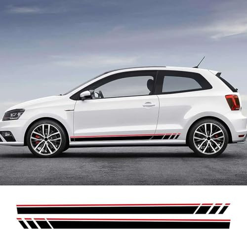 CUYENGT 2 STÜCKE Auto-Seitenaufkleber im Rennstil, Vinyl-Aufkleber, passend für VW Polo 6R 6C 9N2 9J GTI Zubehör
