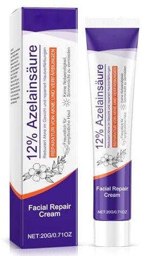 Crema acido azelaico 12%, efficace rosacea cura del viso, riduce le macchie dell'acne e migliora il tono della pelle opaca, per pelli sensibili, 20 ml