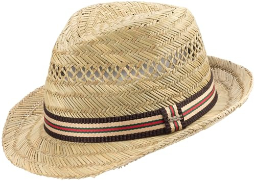 SCIPPIS Strohhut „Male“ – Trilby Sommerhut aus Stroh mit Zierband – Herren Damen Sonnenhut – stilvoll & leicht – Garten, Urlaub, Alltag (DE/NL/SE/PL, Alphanumerisch, M, Natur)