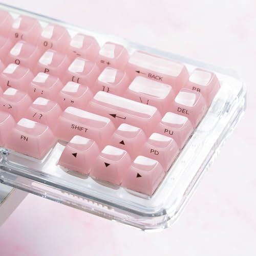 Womier Keycaps Jelly Pink, Keramik-Tastenkappen-Stil, klarer Glanz durch Tastatur-Tastenkappe, seitlich bedruckt, benutzerdefiniert, 60, 65, 75, 100 % für Cherry MX, Outemu, Gateron mechanische
