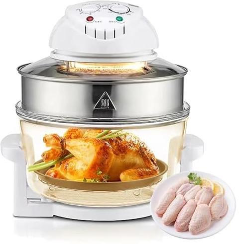 17L Air Fryer Halogen Convection Oven with See-Through Glass, 360° Heating for Healthy Meals, French Fries, and More