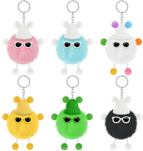 patinadrift 6 Stücke Schlüsselanhänger Plüsch Schlüsselanhänger Kuscheltier Süß Keychain Niedlich Weicher Plüsch, Kuscheltier Anhänger Keychain für Taschenanhänger Damen Anhänger Schulranzen Auto