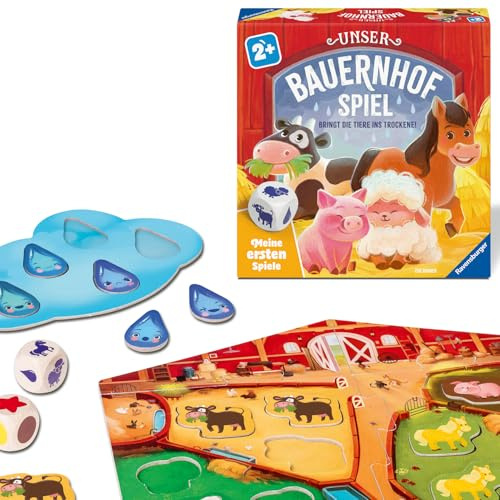 Ravensburger 12010008 Unser Bauernhofspiel - Meine ersten Spiele: Kinderspiele, Würfelspiele, Spiele ab 2 Jahren, für 1-4 Spieler, Geschenk für Mädchen oder Junge