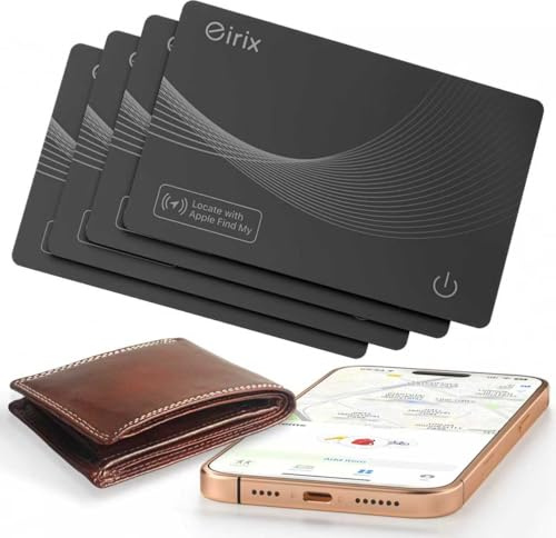2025[Apple MFi Certified] Air Smart Tags Wallet Tracker Card Work with Apple Find My (iOS Only), Rechargeable Tag GPS Tracker Item Locator Thin Finder for Wallet, Keys, Luggage, Bags (4)