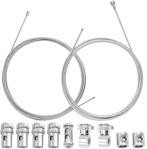 2 Stück 2 Meter Bowdenzug Universal Reparaturset, bremszug fahrrad, Schaltzug, bremszug, mit 9 Nippeln Schaltzug Gaszug für Motorräder Mofa Moped Fahrräder Roller Offroad MX Ø1.2mm und Ø1.5mm
