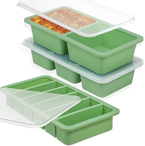 3 Pack Silicone Soup Freezer Moulds with Lids, Silicone Food Freezer Trays | Soup Freezer Containers with Lids & Steel Frame, for Storing 120ml/250ml/400ml Soup, Leftovers, Sauce, Broth, Meal Prep