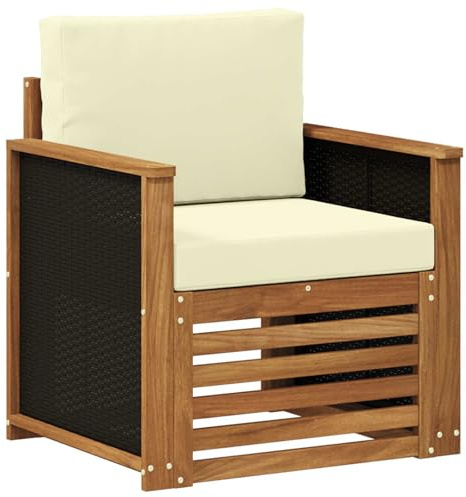 vidaXL Outdoor Mittelsofa Natur, Moderne Outdoor-Couch, modulare Möbel, wetterfestes Gartenlounge, Bequeme Terrassen-Sitzgruppe