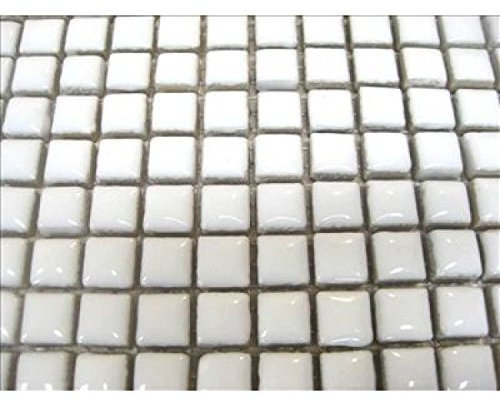 Glazed Ceramic Mosaic Tiles.10 x 10mm Tiles. 81 Tile Sheet Ceramic Glazed. White