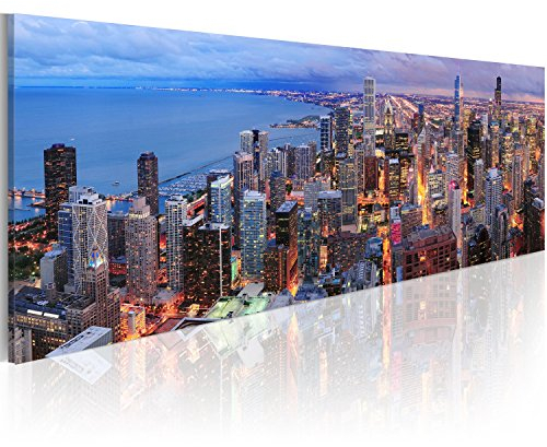 murando - Wandbilder XXL Stadt New York 150x50 cm 1 tlg - Wand Deko Vlies Leinwand Bilder Groß Wanddeko Wohnzimmer Schlafzimmer Kunstdrucke Panoramabild - NYC Skyline Architektur 9020121