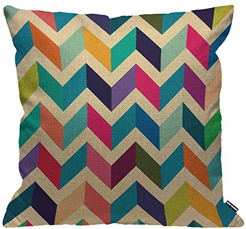 HGOD DESIGNS Kissenbezug Mehrfarbig Zigzag Einfarbig Blau Gelb Pink Rot Kissenhülle Haus Dekorativ Für Männer/Frauen/Jungen/Mädchen Wohnzimmer Schlafzimmer Sofa Stuhl Kissenbezüge 45X45cm