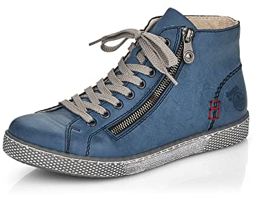 Rieker Damen Sneaker Z1221, Frauen Schnürschuhe, lose Einlage,straßenschuhe,Strassenschuhe,Schnuerung,lace-up Shoes,Low-tie,blau (14),37 EU / 4 UK