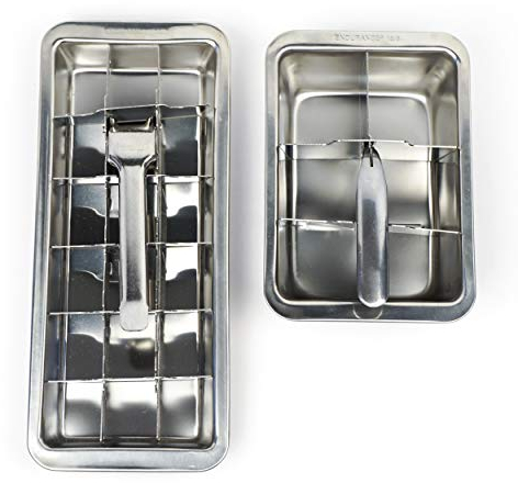 RSVP Endurance 18/8 Stainless Steel Set of Ice Cube Trays, Vintage Inspired (1) and Large (1)