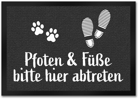 trendaffe - Pfoten und Füße Bitte Hier abtreten Fußmatte mit Abdruck Hund Hunde Pfote Tier