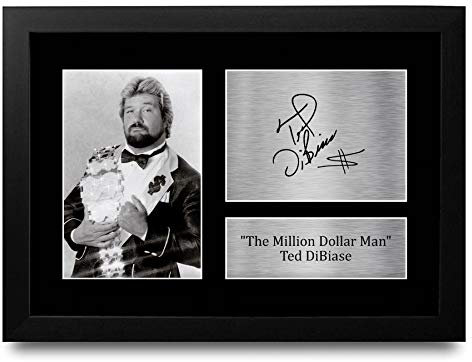 HWC Trading FR A4 Ted DiBiase The Million Dollar Man Gifts gedrucktes Autogramm Bild für WWE & WWF Fanartikel-Fans – A4 gerahmt