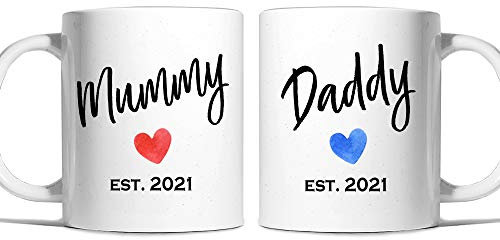 Ensemble de tasses « Mummy and Daddy Est 2021 » – Risk-A Designs, cadeau pour maman et papa, cadeau pour les premiers parents