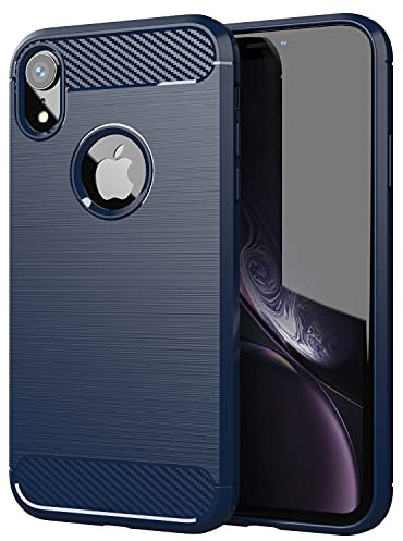Cadorabo Hülle kompatibel mit Apple iPhone XR Schutzhülle TPU Silikon Case Karbon Optik Slim Kratzfest Weiche Gummi mit Rundumschutz Case Hülle für iPhone XR in Blau