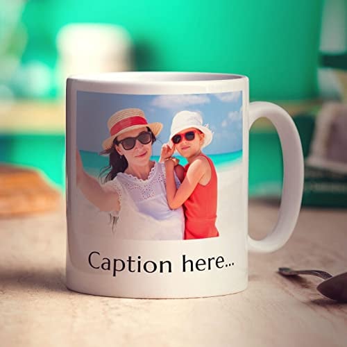 Personalised Photo Mug with Caption and Message - Add Your Own Photo & Text - 11oz Ceramic Cup