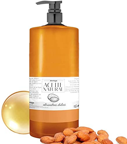 PLANTAWA Huile d'Amande Douce 1000 ML 100% Naturelle, Bio, pour Cheveux, Bebe, Grossesse, Vergeture, Visage, Corps,Massage, 100% Pure