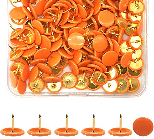 Yosawo 150 Stück Bunt Reißnägel Reißzwecken Runde Pins Thumbtacks für Korktafel dekorative Pinnwand Bürokarte (Orange)