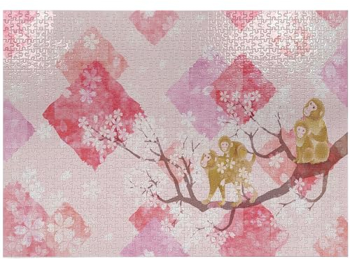 ABAKUHAUS Blume Puzzle, Minimalist Baum Braches, Heirloom-Qualität lustige Aktivität für die Familie langlebiger Karton, 1000 Stücke, Rosa, Rot, Hell Kaffee