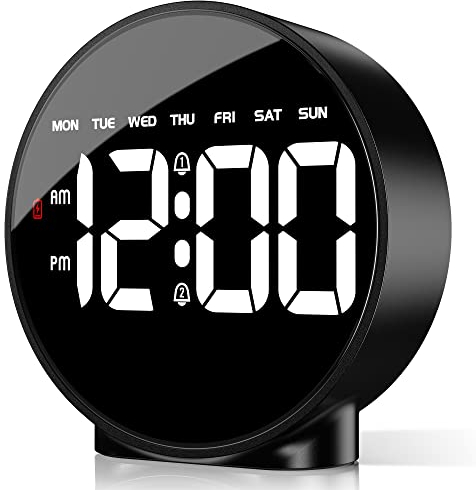 Banne Bon Loud Digital Alarm Clock Bedside with Dual Alarm Adjustable Brightness Snooze Mains Battery Powered