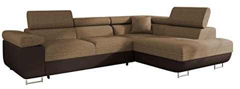 Mirjan24 Ecksofa Torezio mit Bettkasten, Einstellbare Kopfstützen, Sofa mit Schlaffunktion, Eckcouch für Wohnzimmer, Polsterecke, L-Form Couch mit Bettfunktion (Soft 066 + Lux 03, Seite: Rechts)