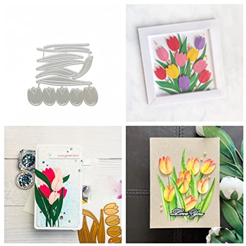 Sredwtk Tulpen Stanzschablonen Blumen Cutting Dies Prägeschablonen Stanzformen Schablonen Für Scrapbooking, Fotopapier 3D Karten Handwerk Prägen DIY Herstellung Geschenk