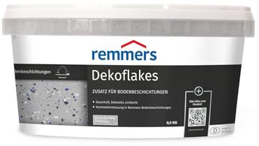 Remmers Dekoflakes blanc/gris/noir/bleu, 0,5 kilogramme, Additif pour peinture, Paillettes décoratives pour les peintures de sol. Couleur unie ou multicolores, durables et résistantes à la lumière