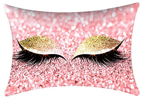 KUIKUI Glänzender Wimpern-Kissenbezug, elegante Heimdekoration mit quadratischer Form und unsichtbarem Reißverschluss