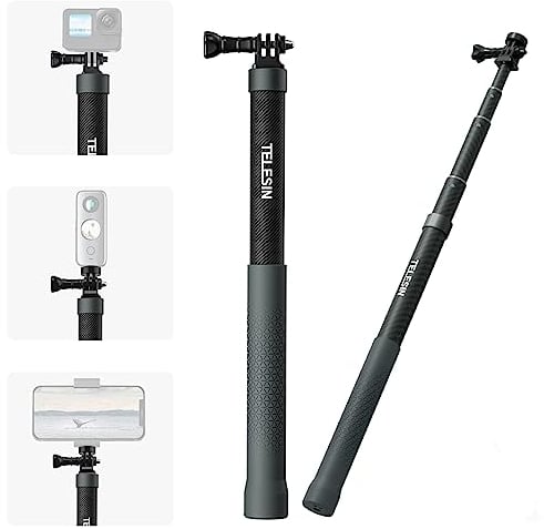 Selfie Stick Carbon Fiber Monopod Pole Extendable Invisible 120cm/47.2 inch für GoPro Insta360,Wasserdichtes Monopod für GoPro Hero 13 12 11 10 9 8, Insta360, One R X2 X3 Go 2, DJI Action