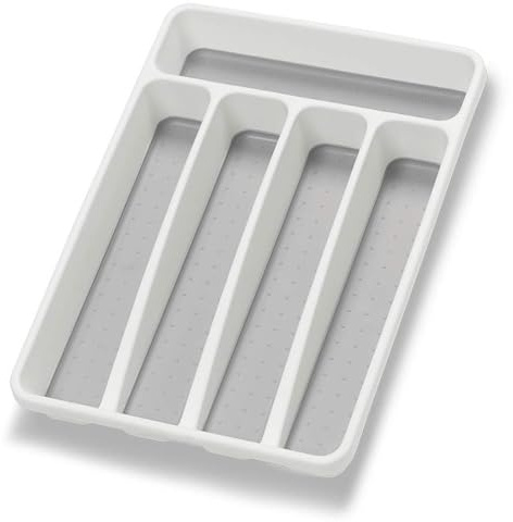Loyareal Silverware Organizer Utenisl Organizer Holder Kitchen Drawer Organizer Plastic Silverware Tray for Drawer Flatware Organizer 5 Compartment White