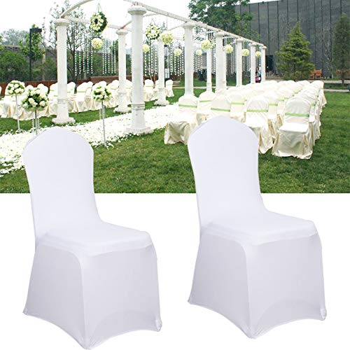 YRHome Universelle Stuhlhussen Spandex Stretch Stuhlüberzüge Abnehmbar Waschbar Schwingstühle Stuhlbezüge für Hochzeiten und Veranstaltungen Festliche Dekoration, Weiß - 50 Stück