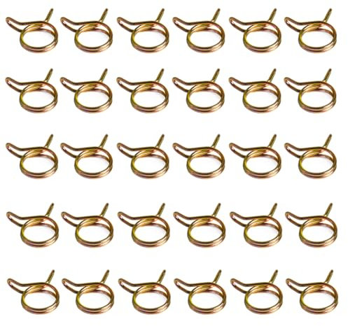 Leliafleury 30 Pcs Double Wire Spring Clips 6mm Colorful Zinc Plated Hose Clamps Fuel Line Hose Clips Spring Clamp for Water Pipe Air Tube