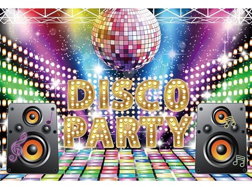 MIRRORANG 3x2,5m Disco Party Backdrops für Fotografie Let 's Glow Crazy Theme Sing Dance Party Fotoshooting Hintergründe Retro Disco Party Geburtstag Party Fotostudio Requisiten, Vinyl